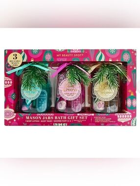 Mason Jars Bath Gift Set - Assorted Teal, Pink & Gold My Beauty Spot New